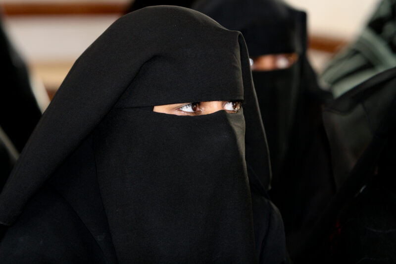 Going Back to School — Muslim women go back to school to study Engish and small business managment at a ADRA sponserd training facility in Yemen — Yemen, wom...