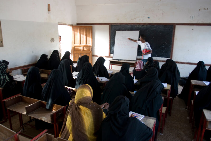 Going Back to School — Muslim women go back to school to study Engish and small business managment at a ADRA sponserd training facility in Yemen — Yemen, wom...