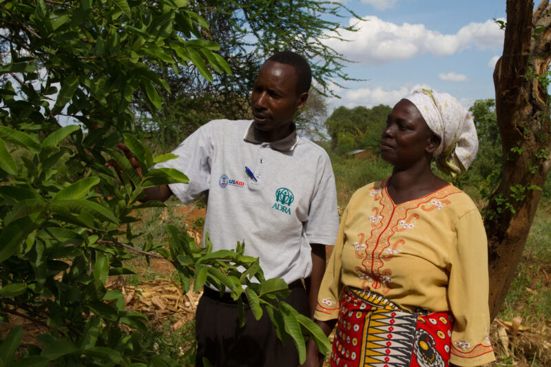 Consulting with a Specialist in Kenya — In an ADRA program, villagers get help from agriculturalists on how to grow new crops and fruit trees for food securi...