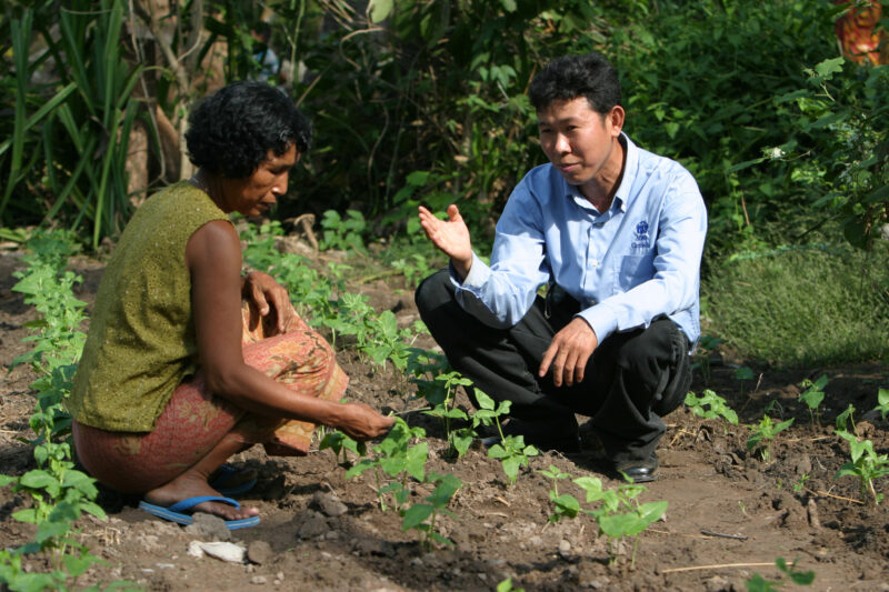 Agricultural Instruction in Cambodia — Stock Image of rural farmers getting agricultural instruction from an ADRA specialist. — Cambodia, farming, agricultur...