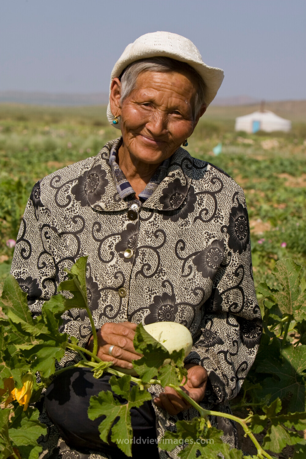 Woman in Garden in Mongolia
