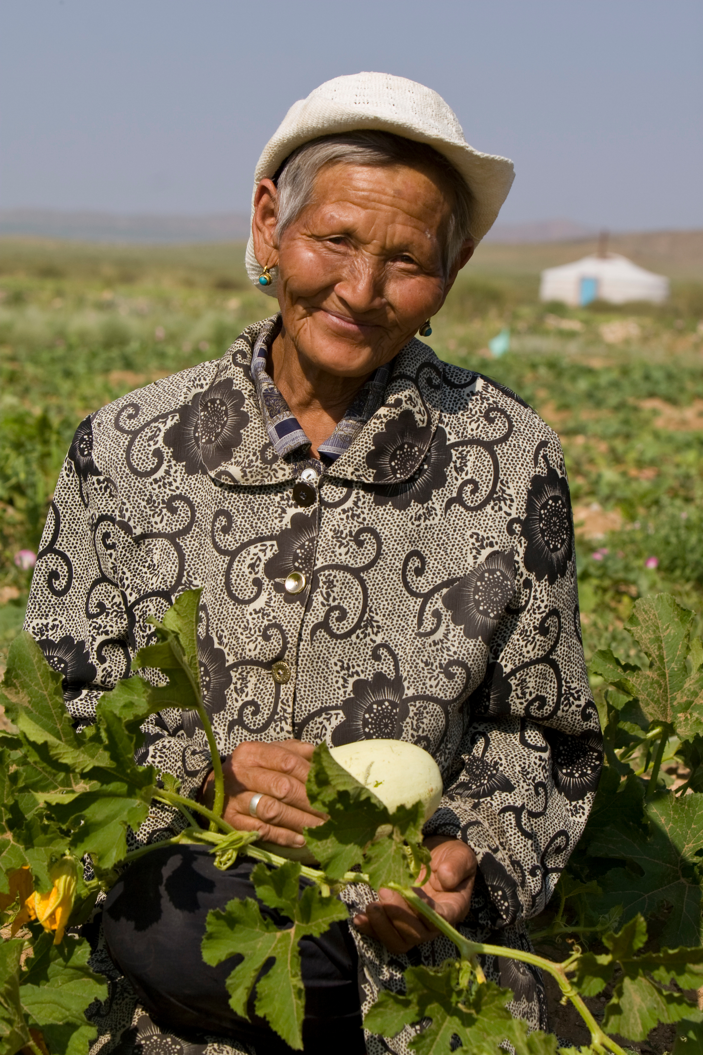 Woman in Garden in Mongolia
