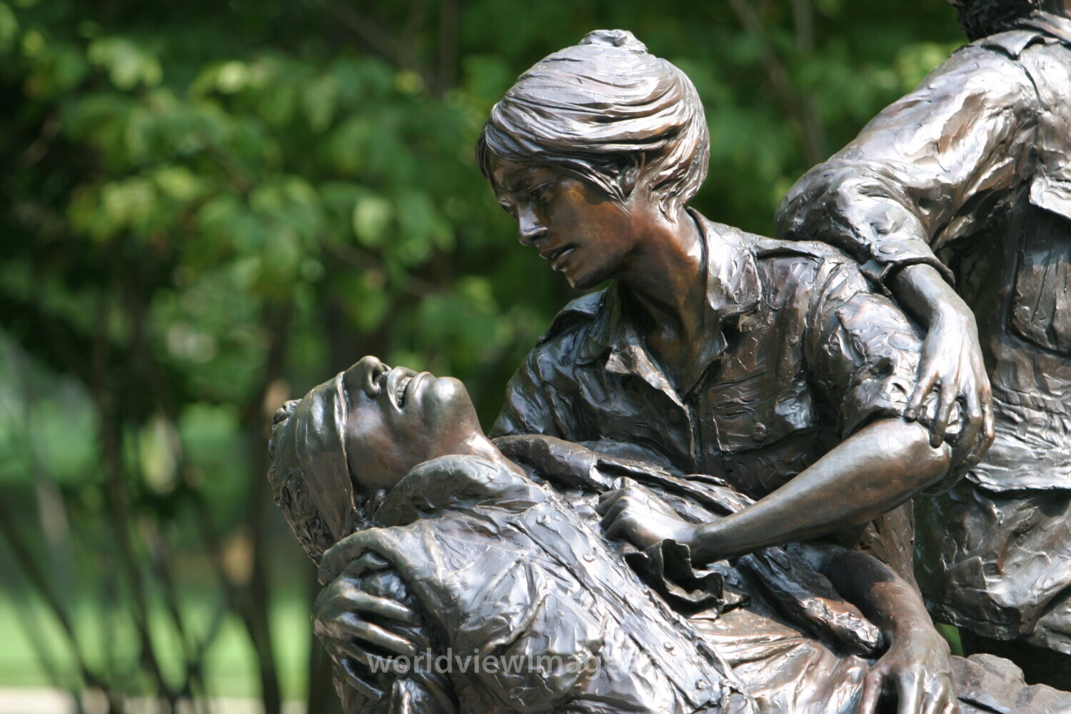 Sculptures at the Vietnam War Memorial in Washington, DC