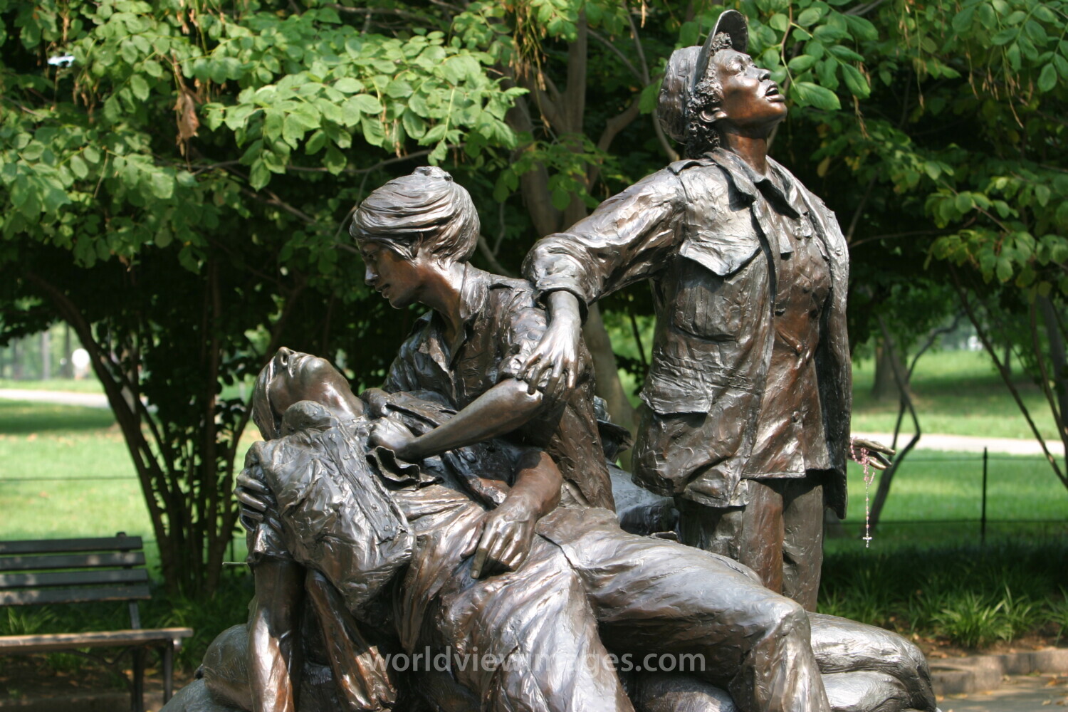 Sculptures at the Vietnam War Memorial in Washington, DC