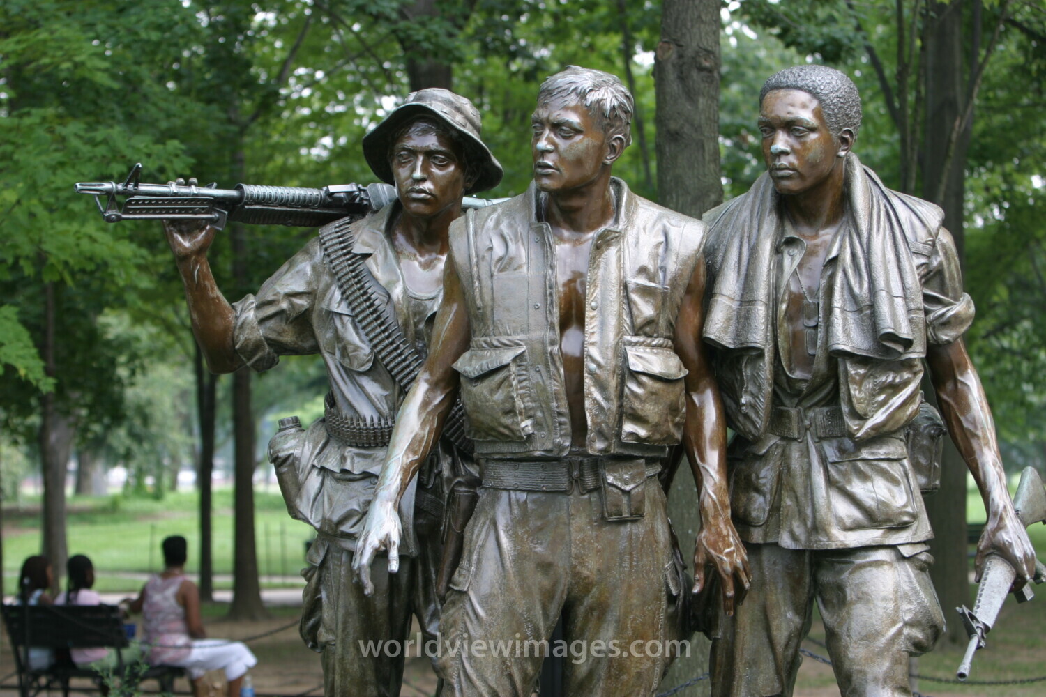 Sculptures at the Vietnam War Memorial in Washington, DC