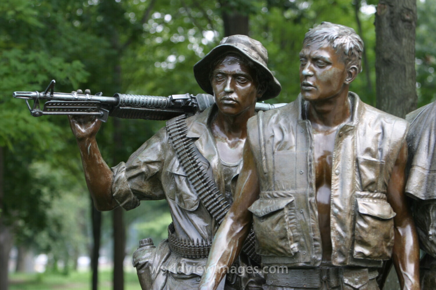 Sculptures at the Vietnam War Memorial in Washington, DC