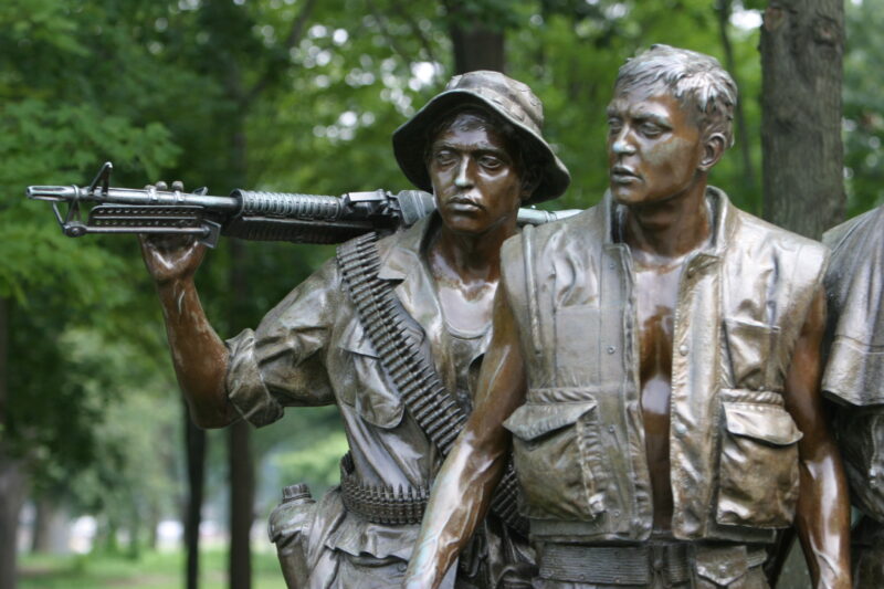 Sculptures at the Vietnam War Memorial in Washington, DC — United States, Washington, USA, District of Columbia, sculpture