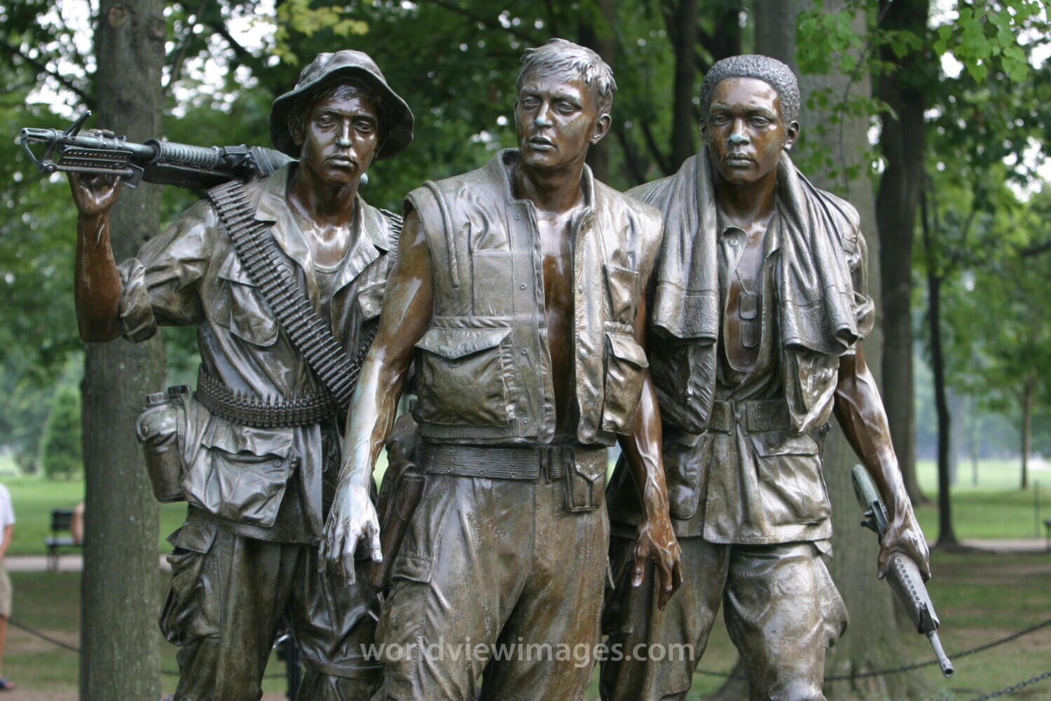 Sculptures at the Vietnam War Memorial in Washington, DC