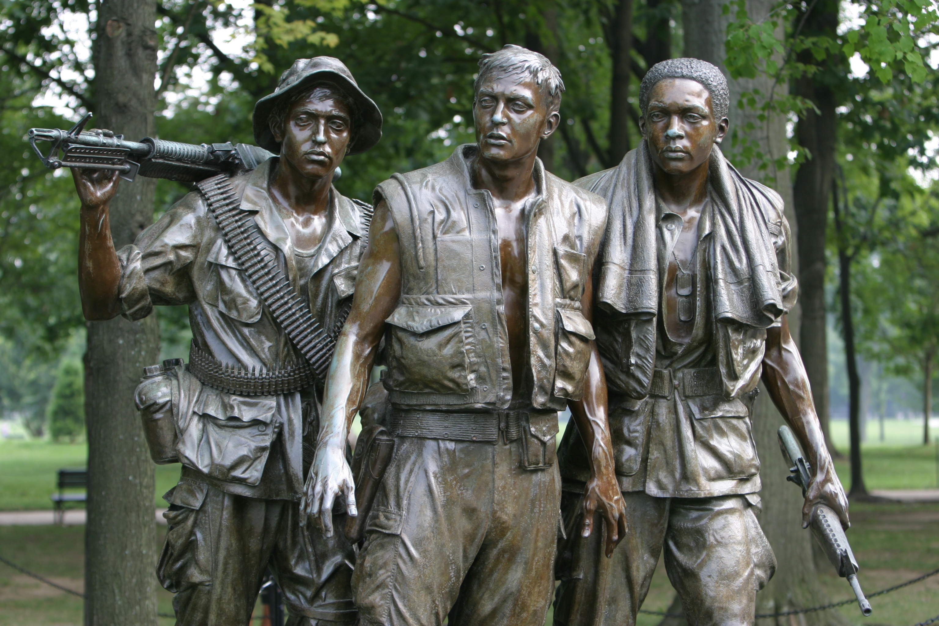 Sculptures at the Vietnam War Memorial in Washington, DC