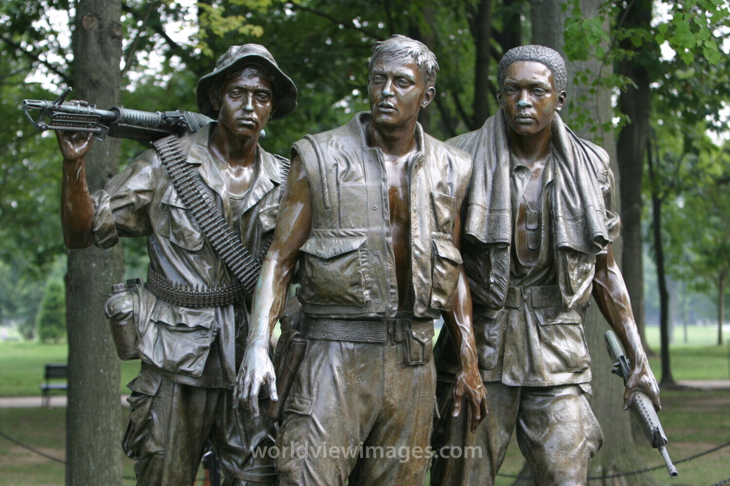 Sculptures at the Vietnam War Memorial in Washington, DC