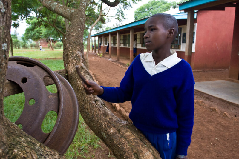 Ringing the Bell — Students at an Elementary school in the Hanang district of Tanzania, Africa — ADRA, Africa, Development, Poverty, Tanzania