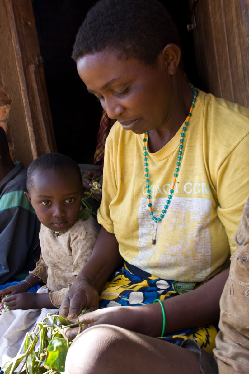 Shelling Beans — Family in rural Tanzania work together to shell the beans they have just harvested from their garden. — ADRA, Africa, Development, Poverty, ...