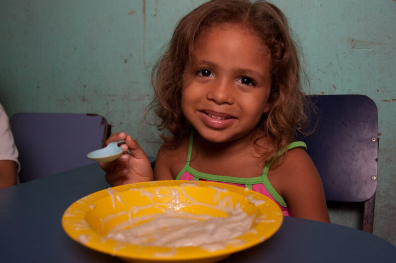 School Feeding — Children from a poor gheto in Brazil attend an ADRA preschool where they get a nutritious meal. — Brazil, South America, Children, Preschool...