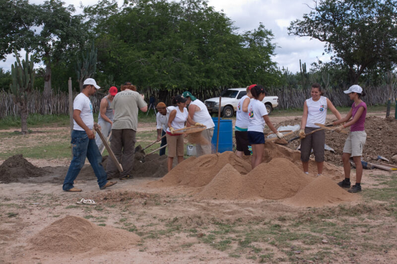 Building a Water Tank — Volunteer Students work together with local villagers in a poor district of a dry region of Brazil to build a water storage tank to c...