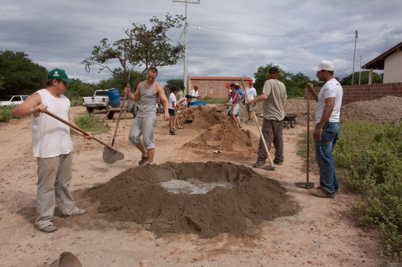 Building a Water Tank — Volunteer Students work together with local villagers in a poor district of a dry region of Brazil to build a water storage tank to c...
