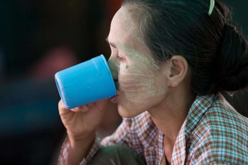 Woman in Myanmar — Woman in Burma sips Tea — Burma, Myanmar, Woman, Women, tea
