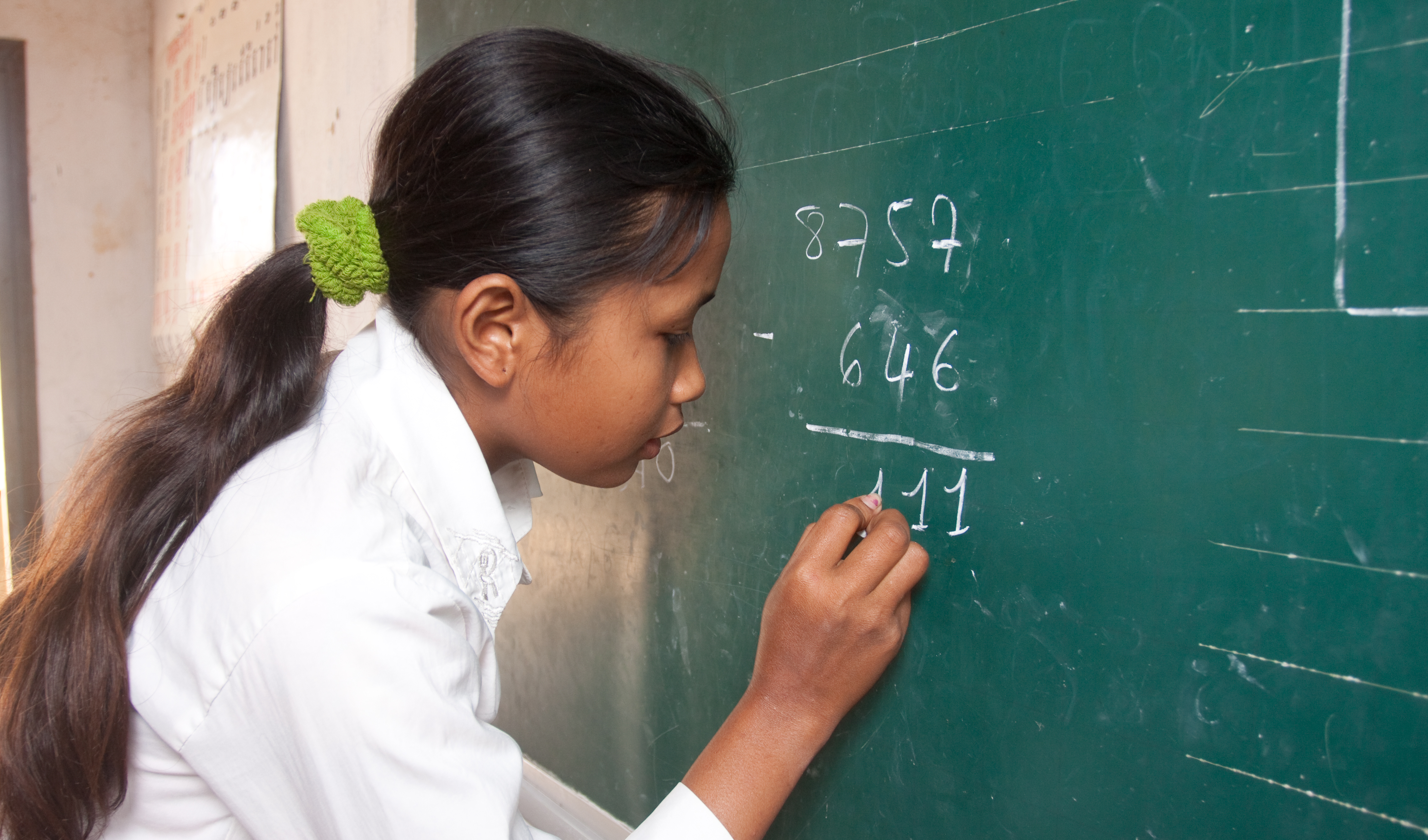 Girl Does math on the Board