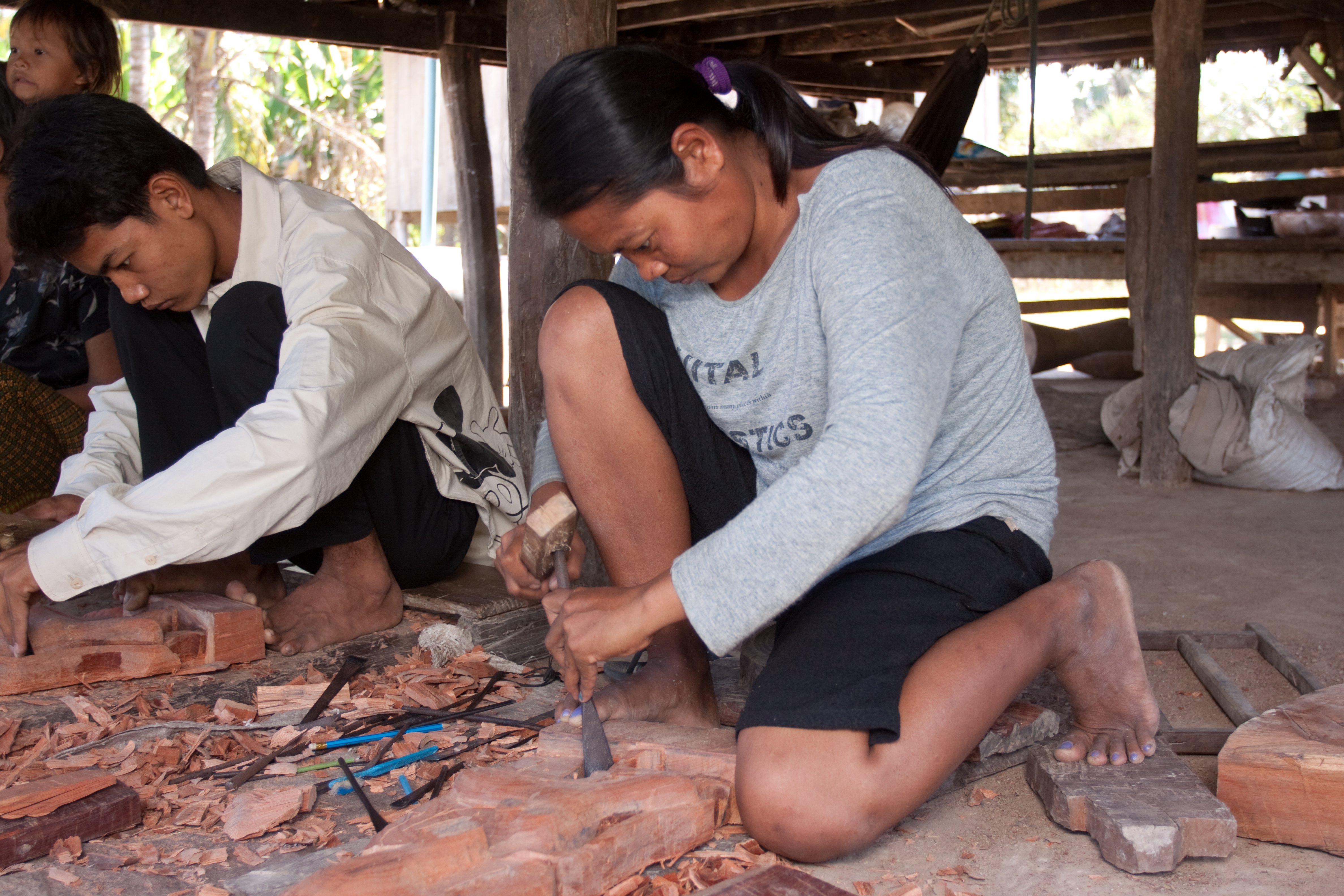 Carving Wood in Cambodia