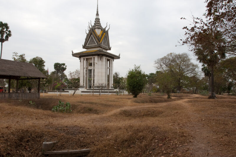 Killing Fields in Cambodia — Impressions in the earth show the remains of the ditches that were dug to hold the people murdered during the genocide of Cambod...