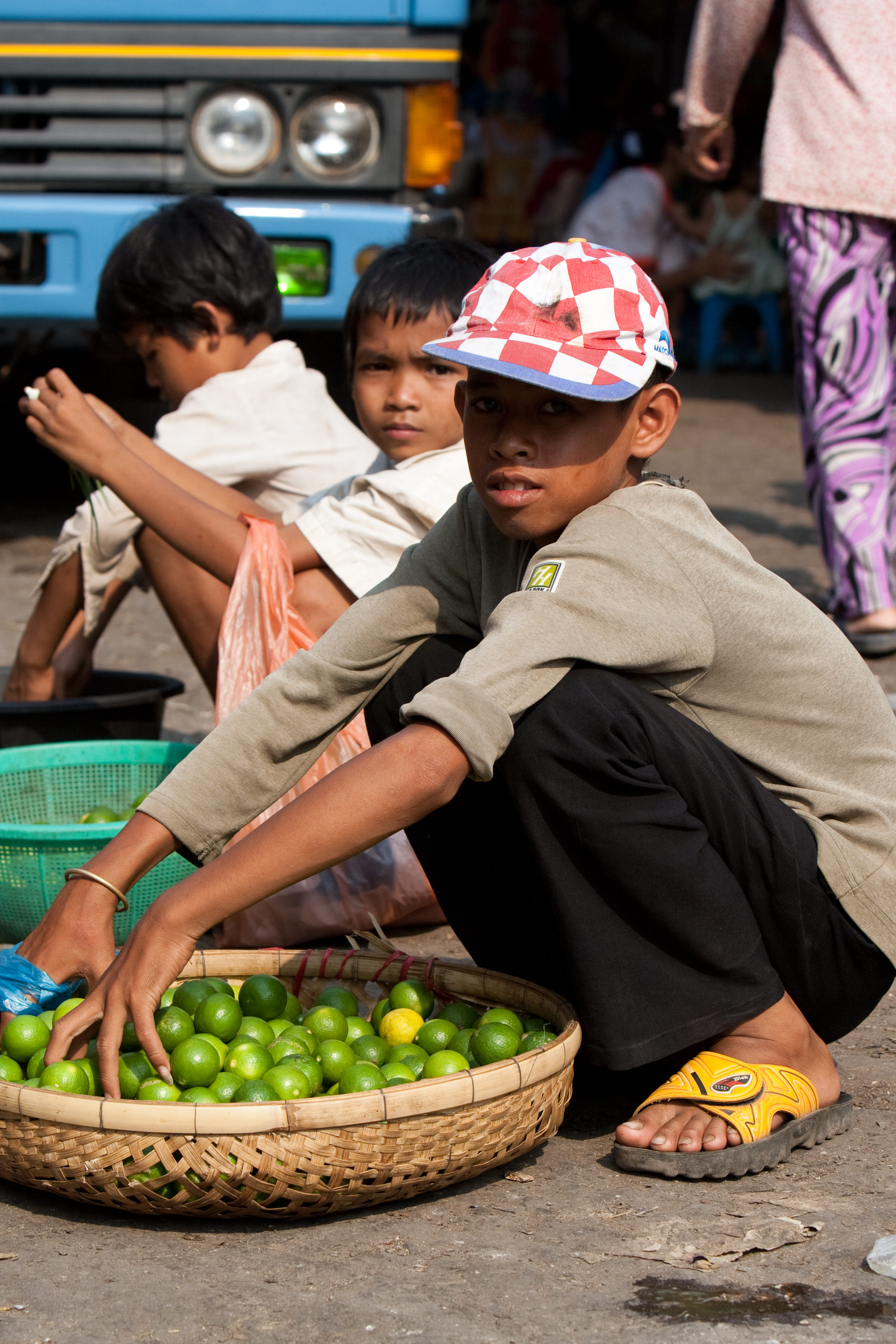 Selling Limes in Cambodia