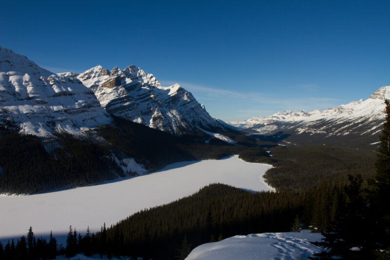 Peyto Lake in Winter — Canada, Scenic, Alberta, Lakes, mountians
