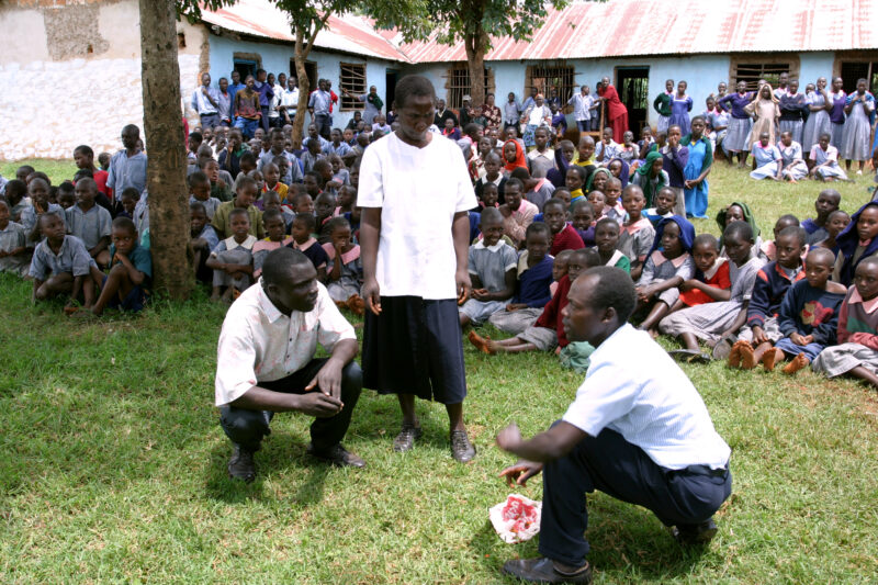 HIV/AIDS Education in Kenya — In an ADRA sponsored program, A Drama team visits schools through Kenya, informing students about HIV and AIDS — Kenya, Africa,...