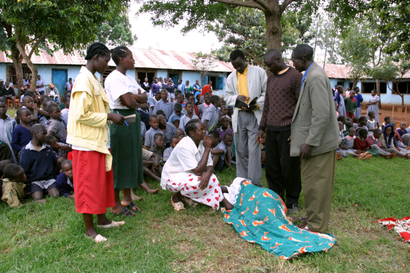 HIV/AIDS Education in Kenya — In an ADRA sponsored program, A Drama team visits schools through Kenya, informing students about HIV and AIDS — Kenya, Africa,...