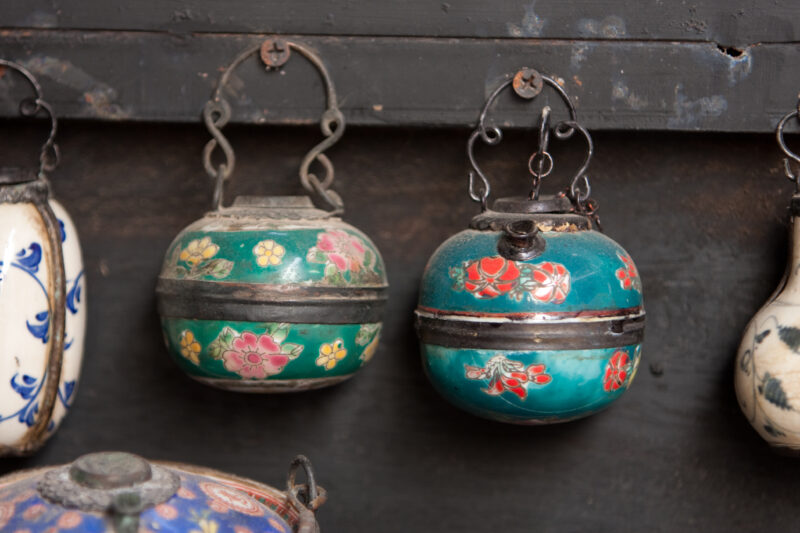 Colourful Container — Container for tea or water while working in the field. — Cambodia, art, artistic, bottles, tea pot