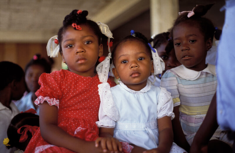 Children in Haiti — Children attend Church in haiti — Children, Haiti, girls, faces, church
