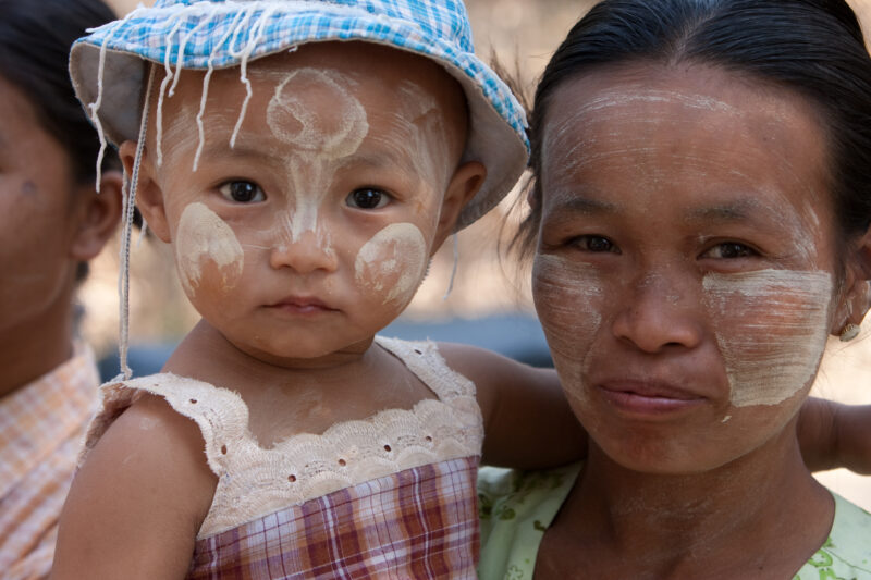 Baby in Burma — Closeup of baby in Myanmar with Tanaka on face — ADRA, Burma, Myanmar, baby, babies