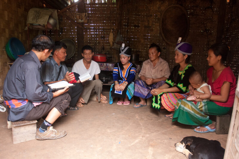 Bible Study in Laos — Ethnic Minority people study the Bible with a Adventist Pastor visiting their village in Laos — Laos, Southeast Asia, Bible Study, Chri...