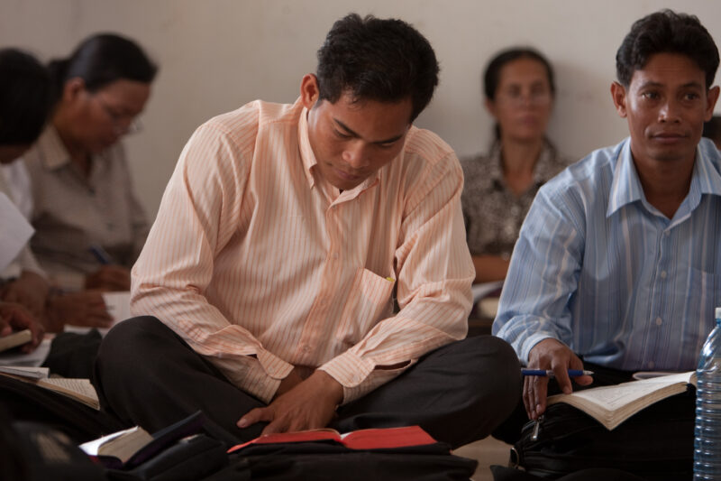 Bible Study in Cambodia — Seventh-day Adventist Christians in the Buddhist country of Cambodia, worship God in their simple church — Cambodia, People, Christ...