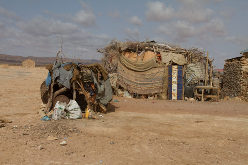 Fleeing Drought in Somalia — People give up thier pastoral life after all of their animals die due to drought in Somalia and go to live in makeshift shelters...
