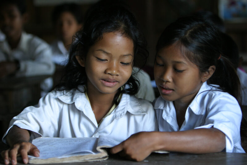 Students in Cambodia at School — Young students, now attending school in Rural Cambodia, thanks to an ADRA "reflect" program that has taught parents the valu...