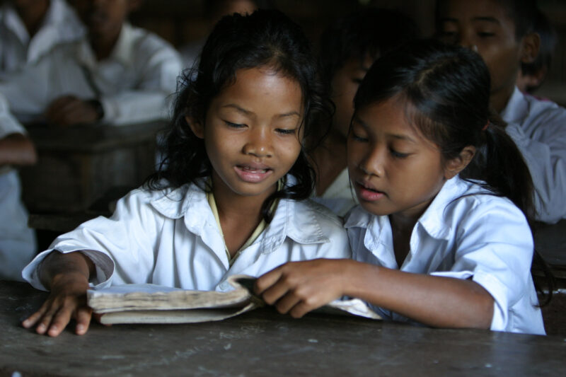 Students in Cambodia at School — Young students, now attending school in Rural Cambodia, thanks to an ADRA "reflect" program that has taught parents the valu...