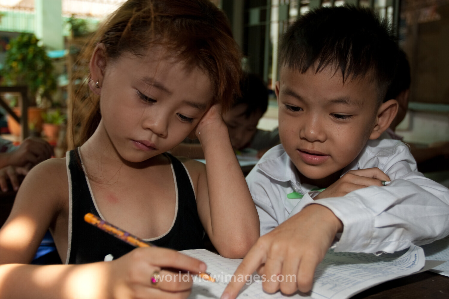 Refugee Students at School in Cambodia