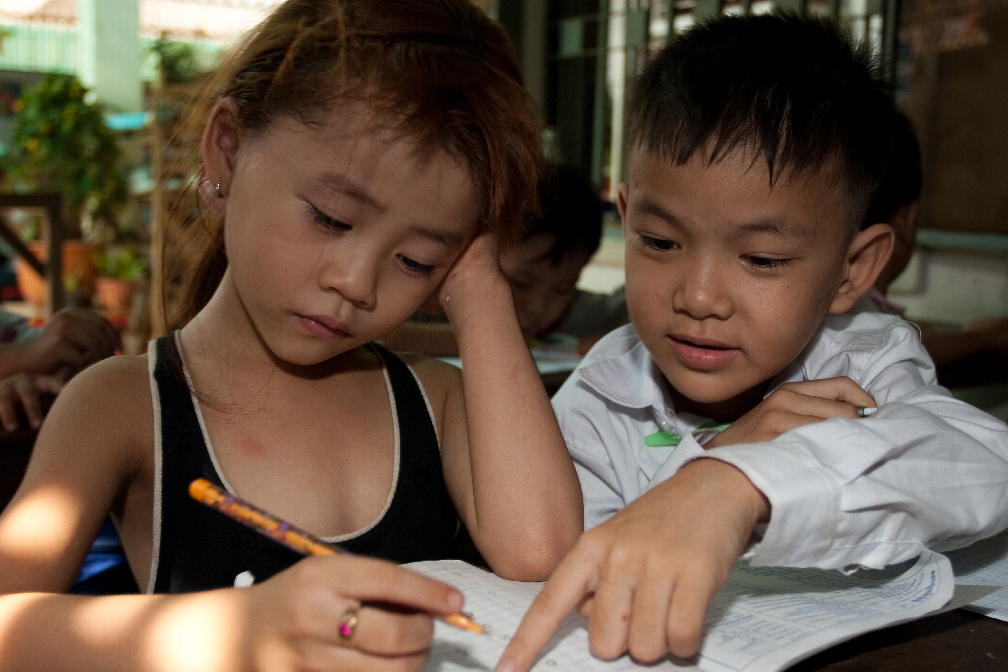Refugee Students at School in Cambodia