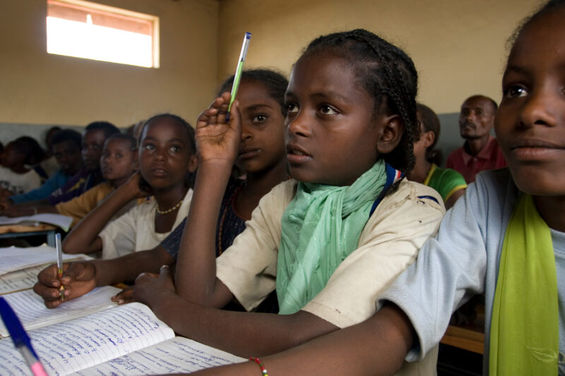 Girl in School in Ethiopia — Children living in a small rural village in Ethiopia enjoy their new school, provided to them from ADRA Norway — Etheopia, Ethio...