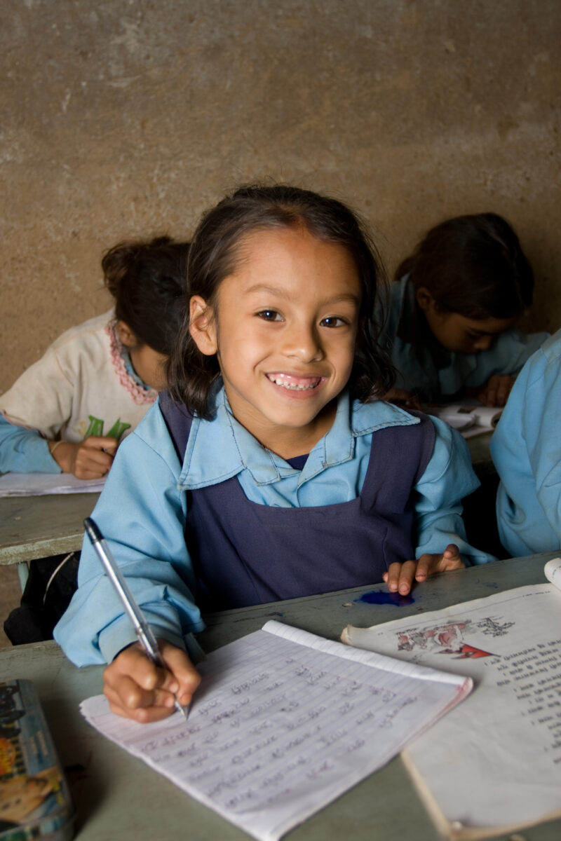Student in Nepal School — Children attend school in rural Nepal, thanks to a sponsorship program run by ADRA — Nepal, students, children, elementary, school