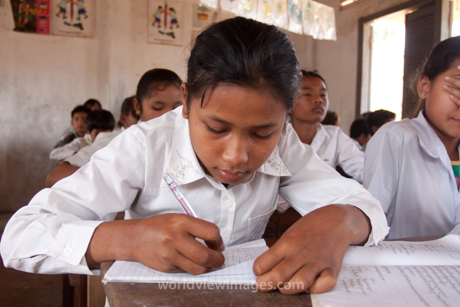 Girl in School in Cambodia