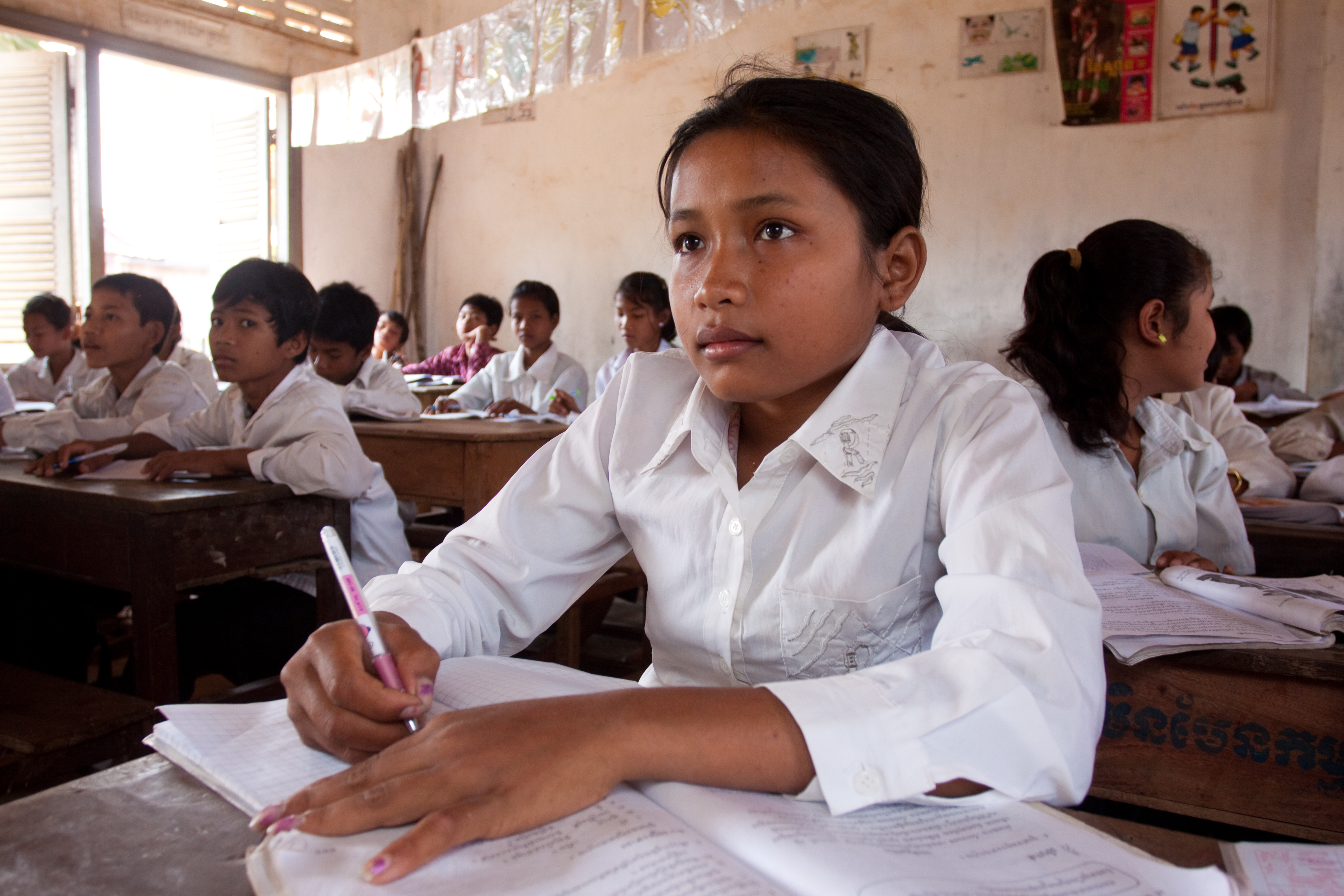 Girl in School in Cambodia
