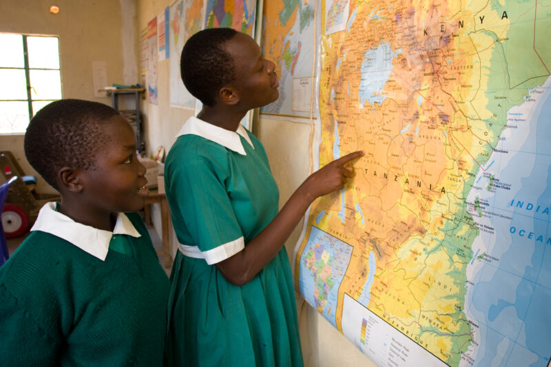 Girls in School in Kenya — Students in the Nyburi center for disabled children learn geography at their school. — ADRA, AID, Africa, Assistance, Development