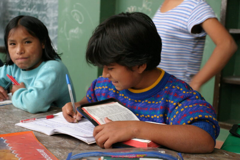 Students in Peru — Boy in a Adventist school in Peru, works on an assignment in Bible class. — ADRA, Peru, School, child, children