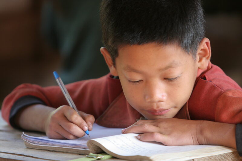 Student in a Rural School in Laos — Young children attend a school in their village, in a remote jungle region of northern Laos — Laos, Children, school, cla...