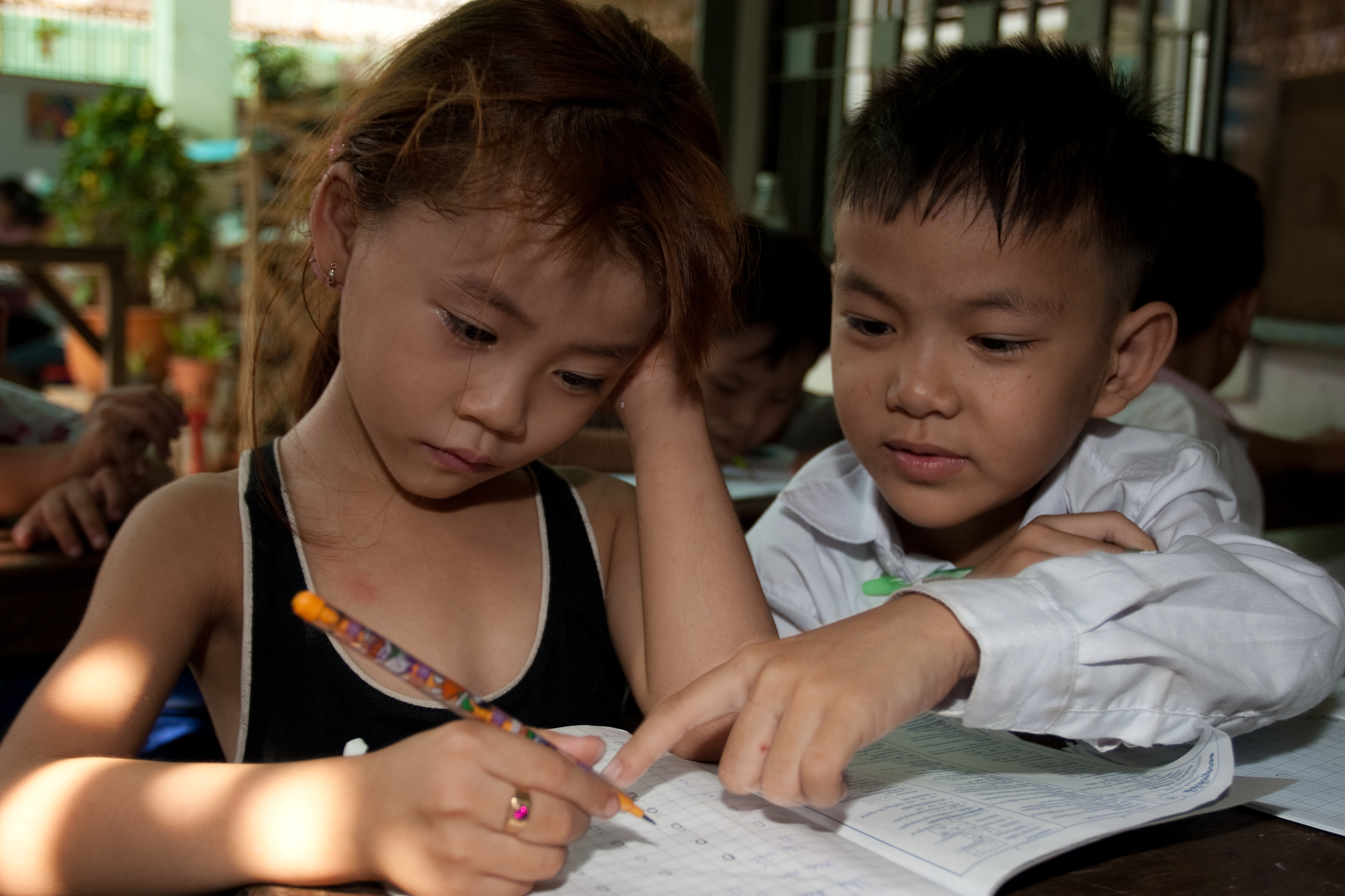 Refugee Students at School in Cambodia