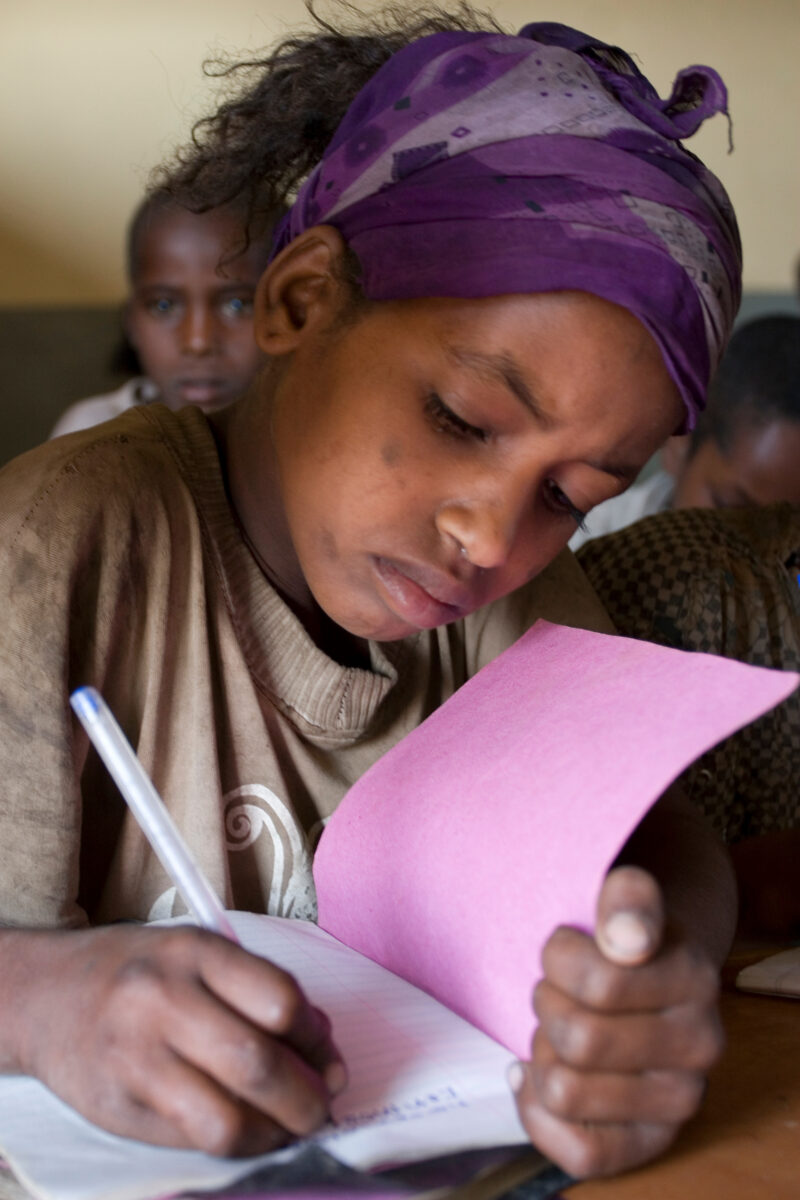 Girl in School — Children living in a small rural village in Ethiopia enjoy their new school, provided to them from ADRA Norway — Etheopia, Ethiopia, Poverty...