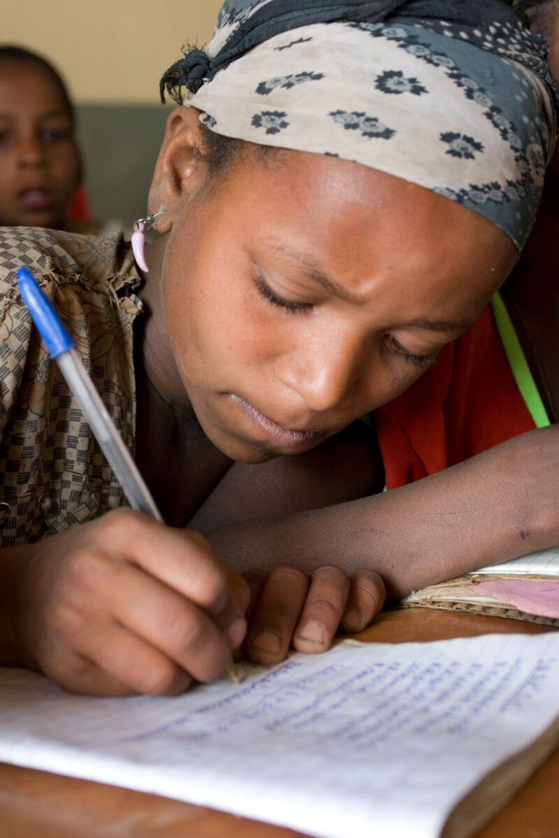 Girl in School in Ethiopia — Children living in a small rural village in Ethiopia enjoy their new school, provided to them from ADRA Norway — Etheopia, Ethio...