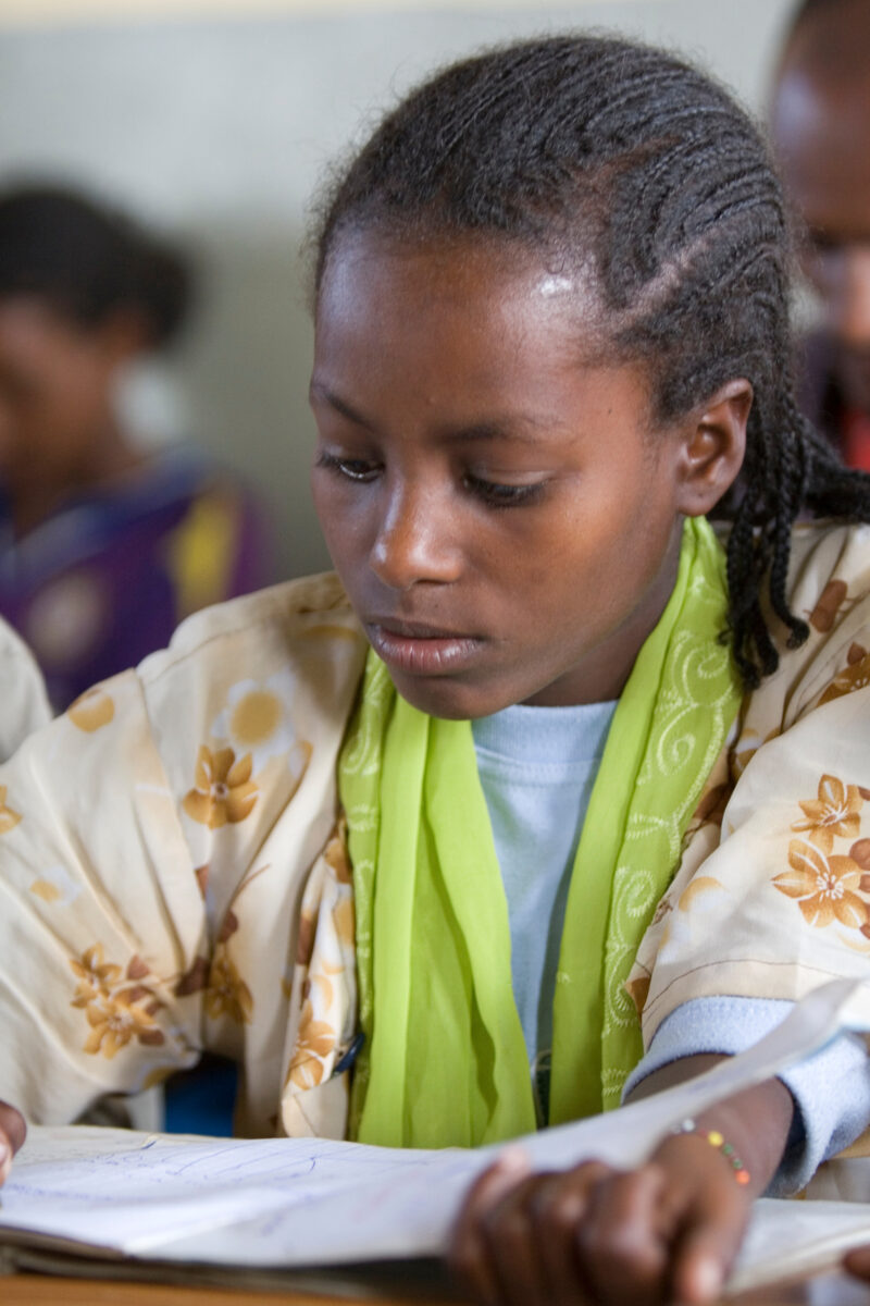 Girl in School in Ethiopia — Children living in a small rural village in Ethiopia enjoy their new school, provided to them from ADRA Norway — Etheopia, Ethio...