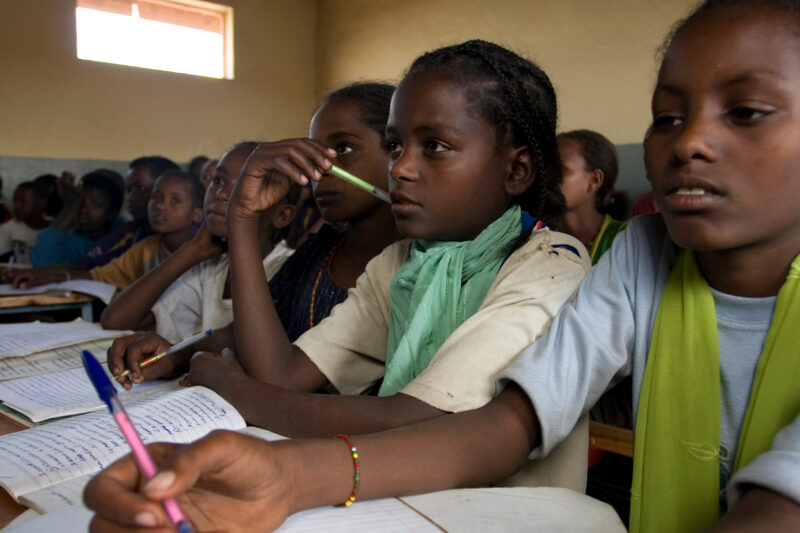Girl in School in Ethiopia — Children living in a small rural village in Ethiopia enjoy their new school, provided to them from ADRA Norway — Etheopia, Ethio...