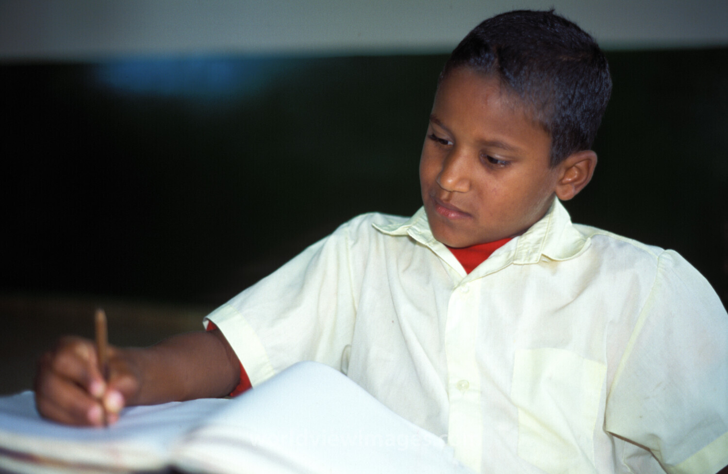 Boy in School in Dominican Republic